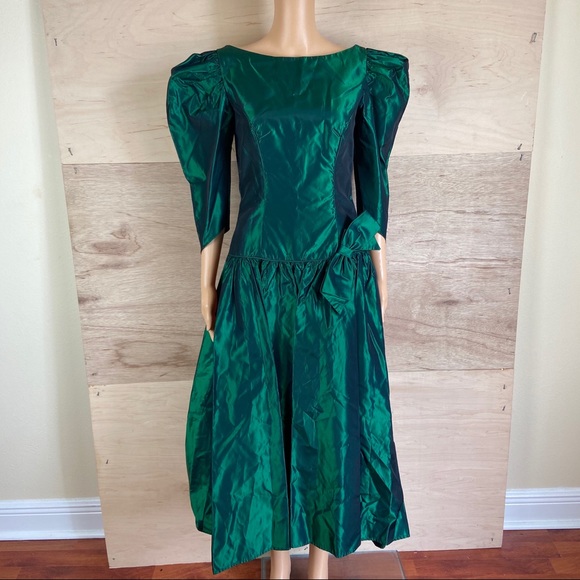 green taffeta dress